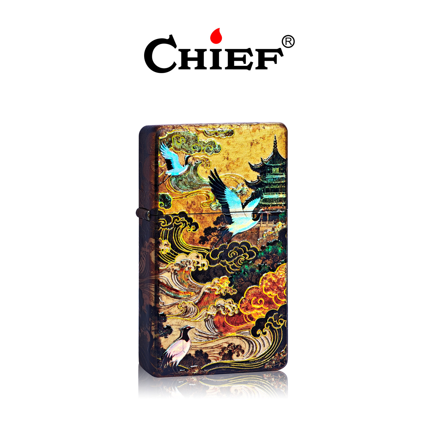 鎏光仙鹤-Chief首领煤油打火机高档复古防风情人节送对日礼物