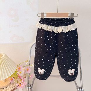 女童冬季甜美羊羔毛裤子2025冬季新款女宝宝棉裤外贸