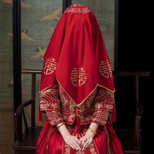 新娘红盖头2025结婚中式婚礼红色高档出嫁蒙头巾喜帕秀禾汉服头纱