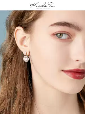 Classic commuter shining gemstone round diamond earrings ear pins ear clip No ear holes Female European and American daily boutique wild
