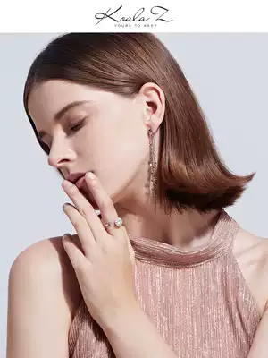 High-end gray earrings net red long version of multi-tassel gray diamond earrings female ear clip without pierced ears personality all-match South Korea