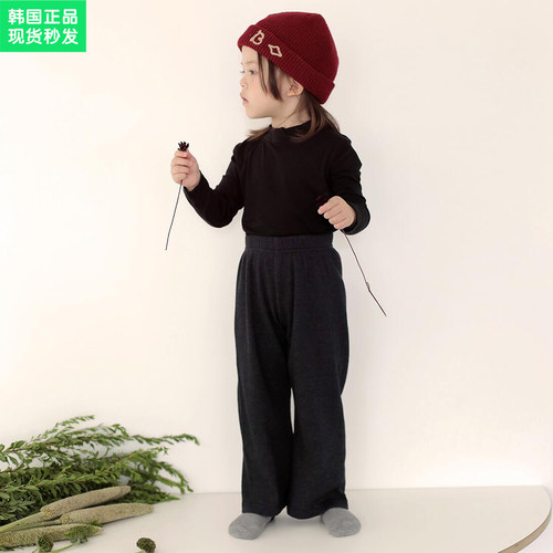 女童秋新款宽松直筒条纹休闲裤