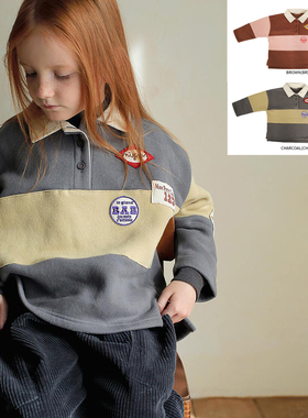 锦小和和bien韩国童装儿童一体绒卫衣2025新款女童长袖加绒厚上衣