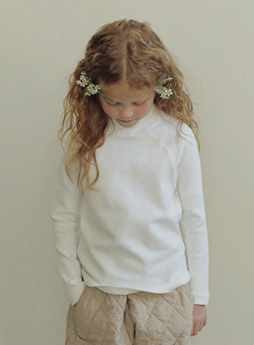 锦小和和bien韩国童装女童半高领打底衫儿童秋冬白色新款立领上衣