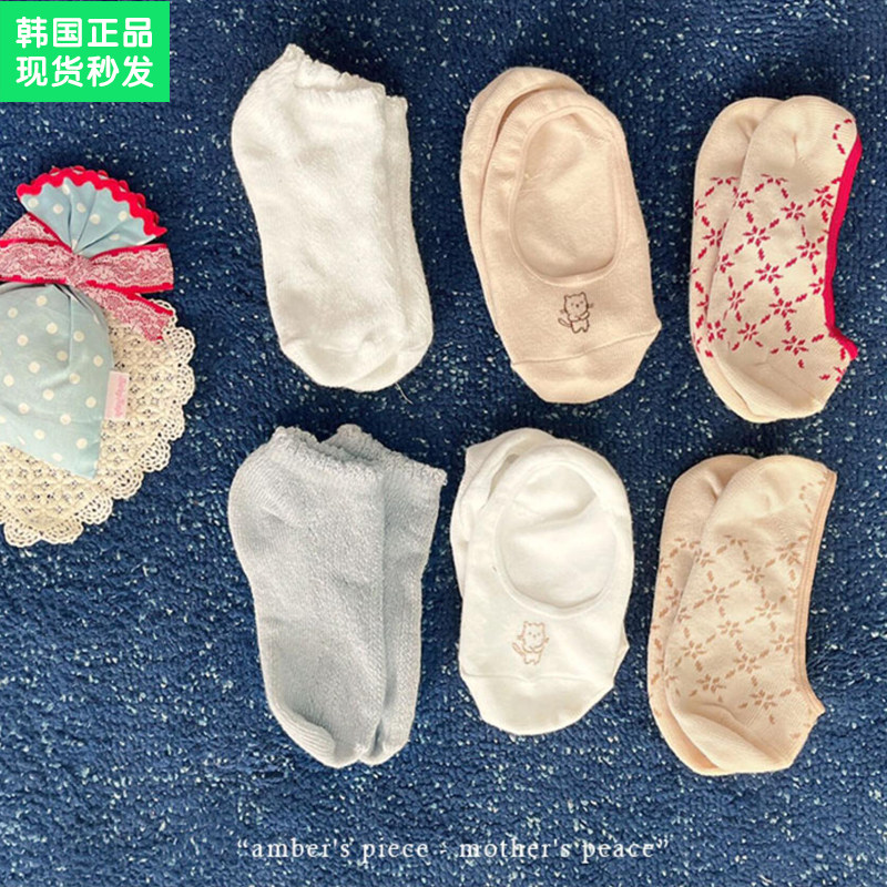 现 锦小和和amber韩国童装女童袜子船袜短款儿童夏天薄纯棉防滑袜