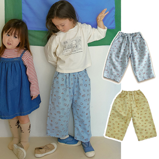 锦小和 amber韩国童装女童秋天裤子25新款儿童小猫咪幼儿园休闲裤