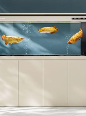 闽江大型屏风鱼缸客厅家用落地水族箱底过滤轻奢超白玻璃鱼缸