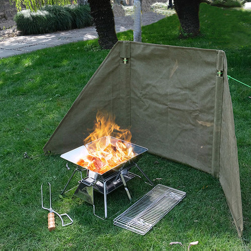 柯曼烧烤炉防风户外折叠阻燃帆布