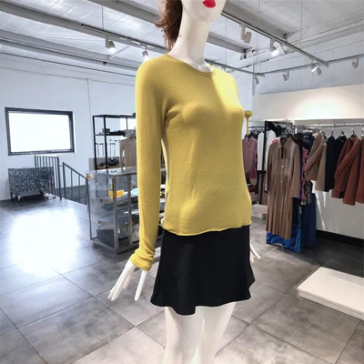 XS-S穿 MAXX FILATURES 优雅深黄色羊绒针织衫 710