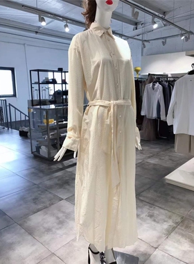 M-L穿 FINAMORE 淡雅鹅黄色廓形连衣裙 735