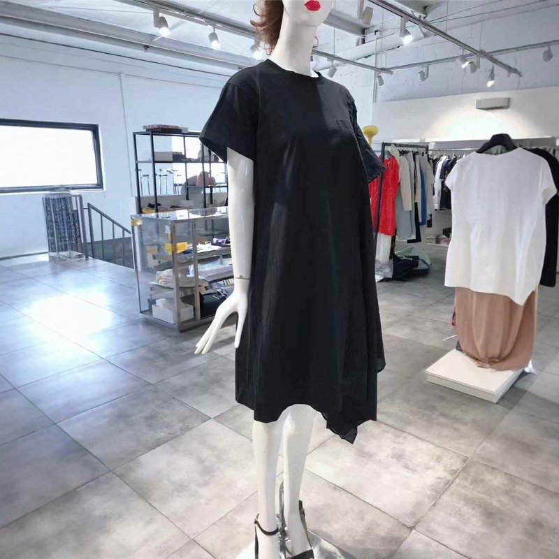 S-L穿 ROSE A POIS 黑色不规则廓形连衣裙 710