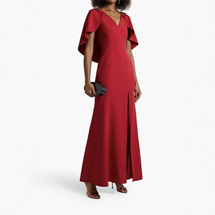 NOTTE 红色装 饰肩长款 显瘦鱼尾晚礼服 MARCHESA 修身 1630 M穿
