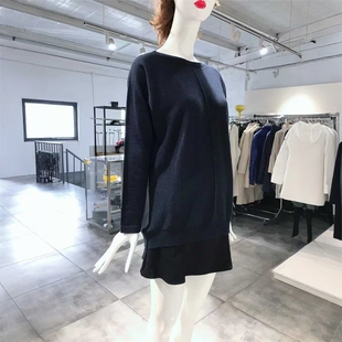 S-M穿 MARINA SPORT BY MARINA RINALDI 深蓝色羊毛针织衫 470