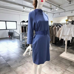 S-M穿 EM ARM 时尚经典秋冬日常腰带女装连衣裙 938