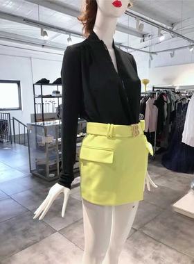 S-M穿 BA 日常纯色腰带简约风女装半身裙 1355