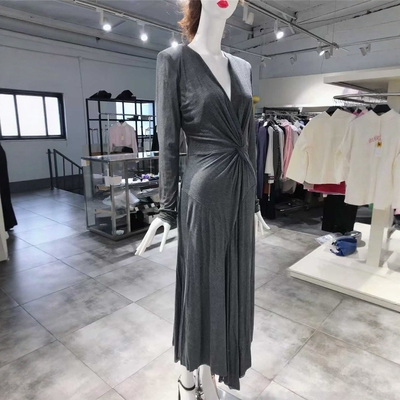 S-M穿 PHILOSOPHY DI LORENZO SERAFINI 深灰色V领连衣裙 1130