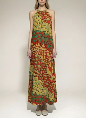 S-M穿 EMILIO PUCCI 优雅浪漫彩色印花女装连衣裙 1710