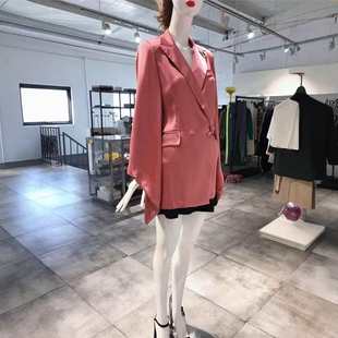 S-M穿 ACTUALEE 珠光淡红色洋装外套 710