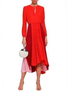 S-小M穿 MAXX 漂亮红色百褶连衣裙 710