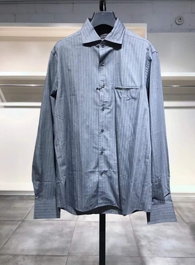 M-L穿 CC COLLECTION CORNELIANI 男款竖纹洋装衬衣 455