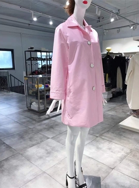 S-M穿 BO0UTIQUE MO0SCHINO 光泽粉色洋装大衣 1510
