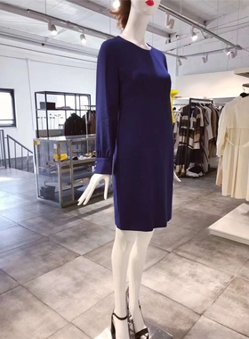 S-M穿 BO0UTIQUE MO0SCHINO 舒服又修型 深蓝色显瘦连衣裙 970