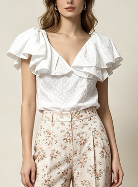 S-M穿 PHILOSOPHY DI LORENZO SERAFINI 荷叶边白色女装衬衫 620