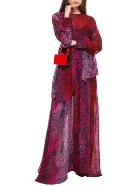 S-M穿 JUST CAVALLI 优雅玫红印花连衣裙 1355