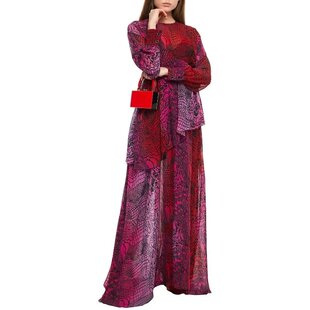 S-M穿 JUST CAVALLI 优雅玫红印花连衣裙 1355