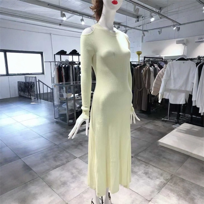 S-M穿 STELLA MCCARTNEY 简约圆领露肩修身针织连衣裙 1710