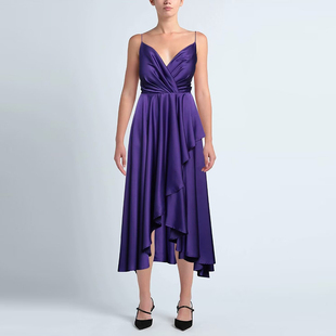 S-M穿 VICOLO 深紫色吊带连衣裙 810
