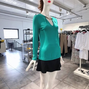 XS-S穿 CLASS ROBERTO CAVALLI 湖蓝色洋装丝衫 420