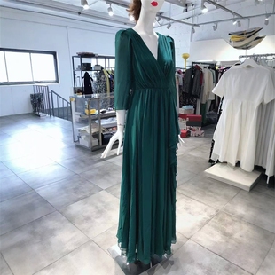 S-小M穿 BADGLEY MISCHKA 端庄墨绿色洋装连衣裙 1355