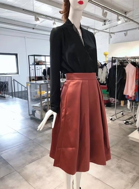 S-M穿 GI ARM 棕红色廓形半裙 1388