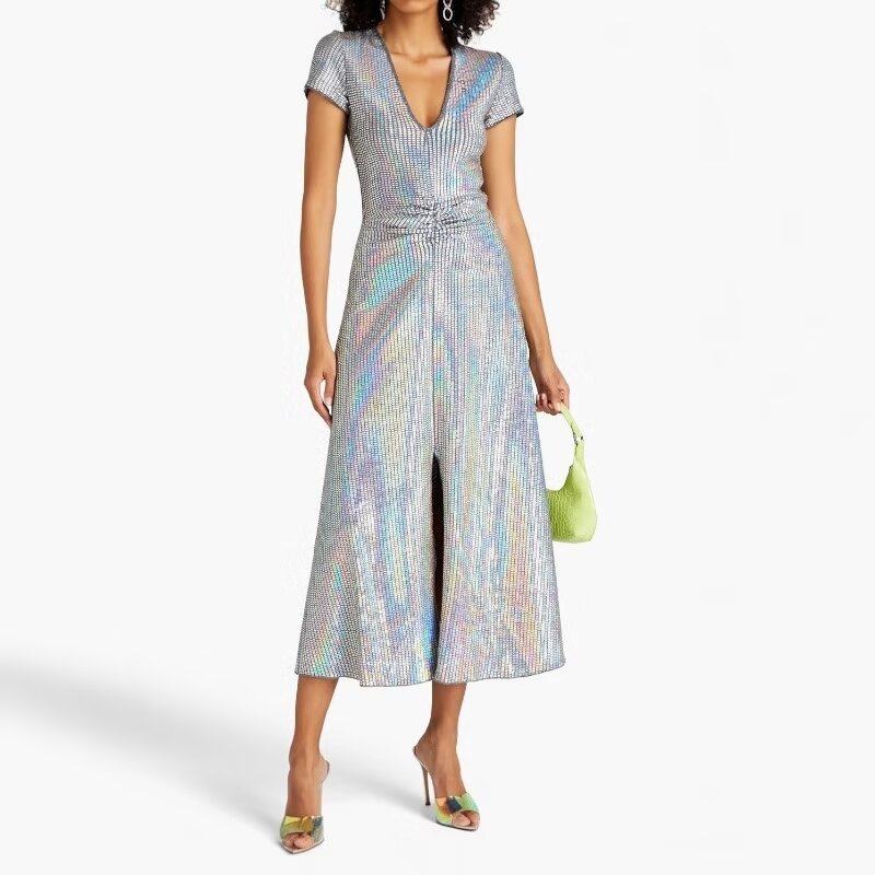 XS-S穿 ROTATE BIRGER CHRISTENSEN 银色亮片连衣裙 830