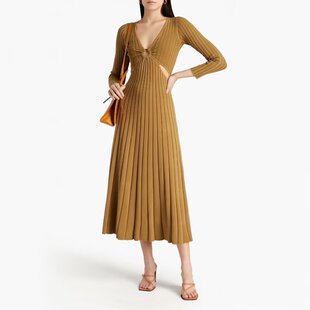 S-M穿 SAXX 深棕色洋装连衣裙 735