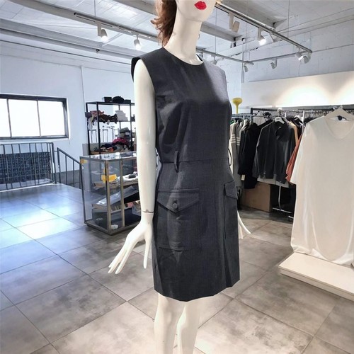 S-M-L穿 BO0UTIQUE MO0SCHINO 深灰色羊毛连衣裙 930