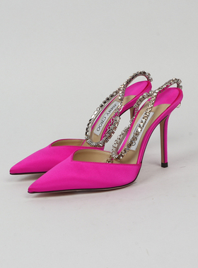 35.5码 JI0MMY CH0OO 优雅水钻粉色细跟女士浅口单鞋 1630