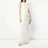 RACHEL GILBERT 珠花太漂亮了 L穿 线条感收腰礼服裙 1858