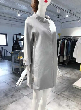 S-小L穿 HE 灰色细棉洋装外套 930