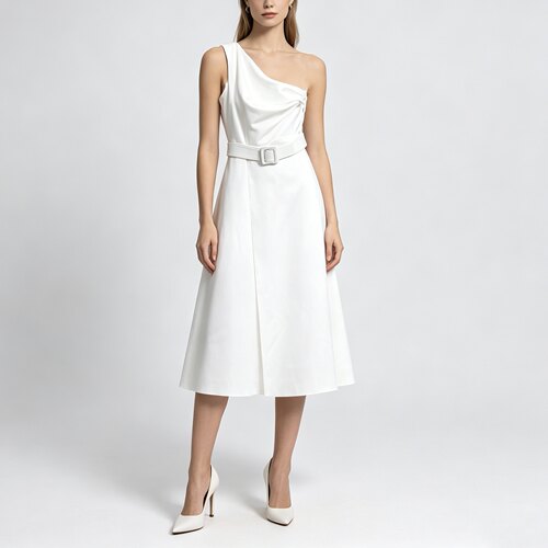 XS-S穿 BADGLEY MISCHKA 优雅单肩洋装连衣裙 930