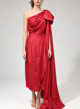 M-小L穿 JENNY PACKHAM 优雅红色洋装连衣裙 3035