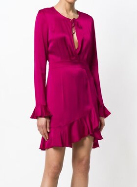 S-M穿 JUST CAVALLI 漂亮红色荷叶边连衣裙 899