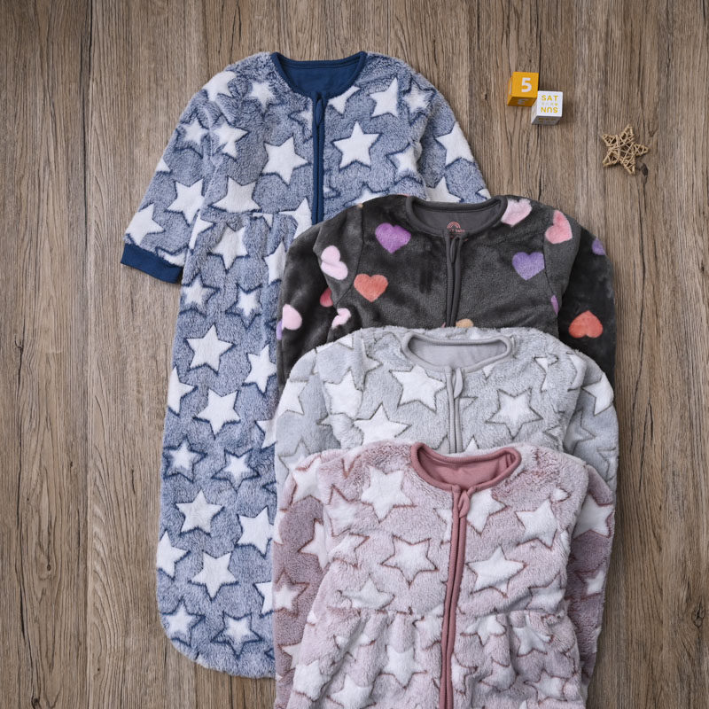 NX外贸欧美婴儿睡袋宝宝春秋冬珊瑚绒防踢被拉链长袖连体睡袋2.5T