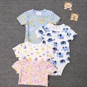 外贸欧美宝宝夏季 三角爬服婴儿套头开档包屁衣三角哈衣 纯棉短袖