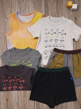 JN国内单 男宝夏款纯棉短袖T恤上衣短裤子小童背心休闲两件套装