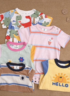 外贸欧美宝宝夏季纯棉短袖三角爬服婴儿包屁衣哈衣baby bodysuit