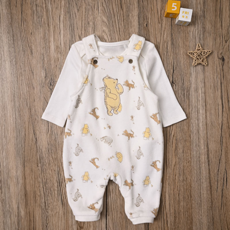 外贸欧美男宝春秋天鹅绒连身裤背带裤纯棉长袖三角爬哈衣两件套装,童装/婴儿装/亲子装,套装,淘宝优惠券,粉丝福利购,淘宝优惠卷