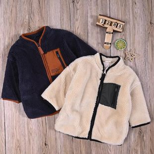NX外贸欧美男宝冬款羊羔绒长袖拉链上衣外套儿童可爱保暖厚实开衫