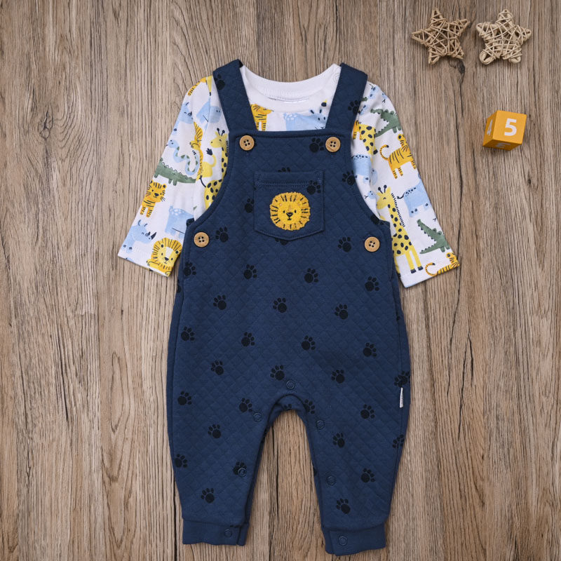 外贸欧美 男宝婴儿春秋空气棉连身裤背带裤子纯棉长袖T恤两件套装,童装/婴儿装/亲子装,套装,淘宝优惠券,粉丝福利购,淘宝优惠卷